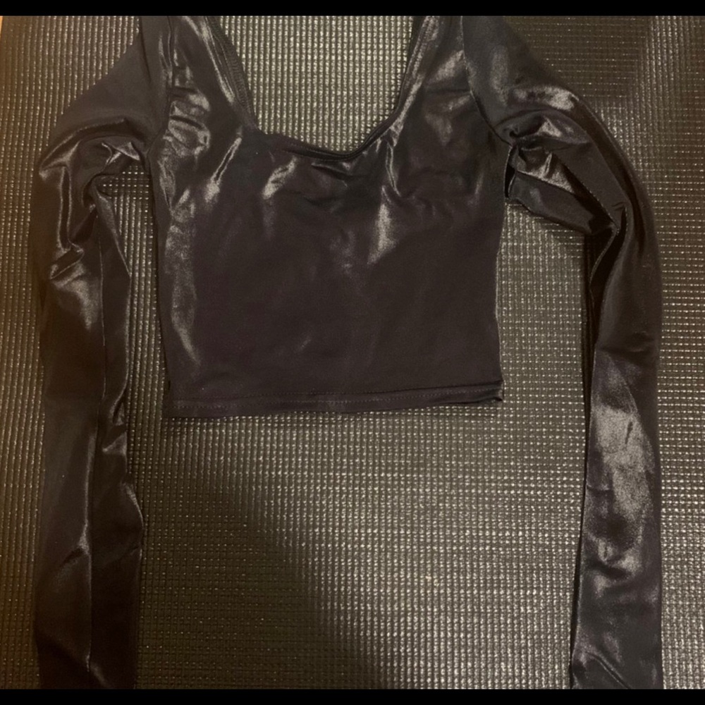 Blackmilk clothing black slick crop top ✨ XXS